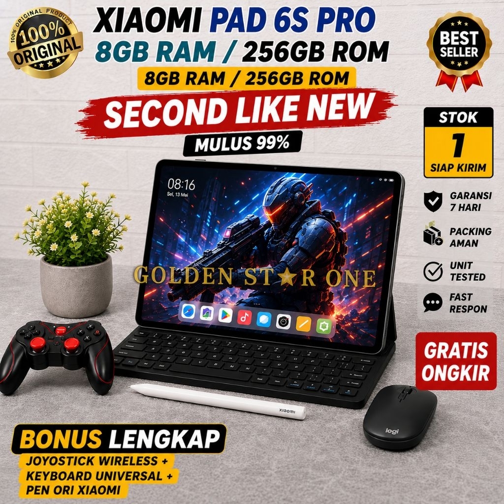 Mi Pad 6S Pro Tablet Gaming 12 Inch & MI PAD 6 Snapdragon Kencang Bonus Pen Ori Keyboard Joystick Se