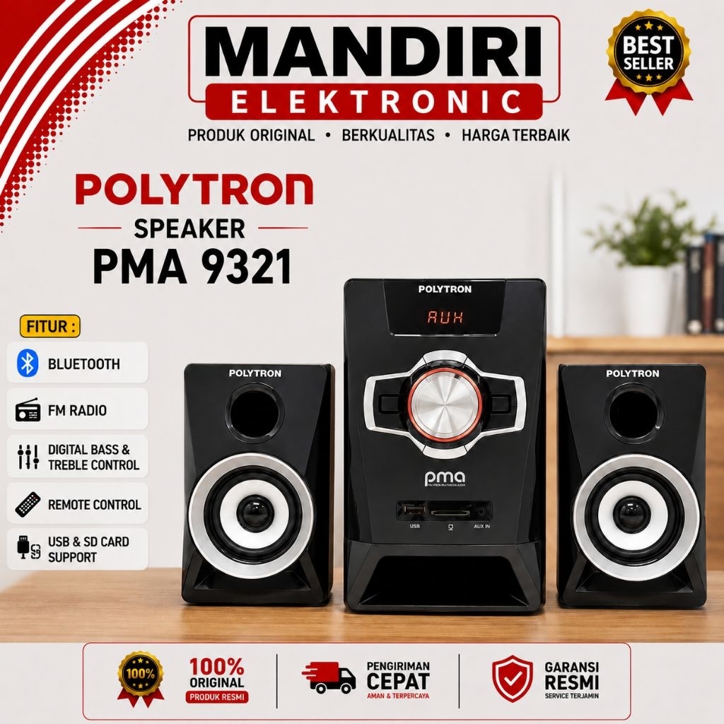 Speaker Polytron PMA 9321 Bazzoke Bass Bluetooth FM Radio