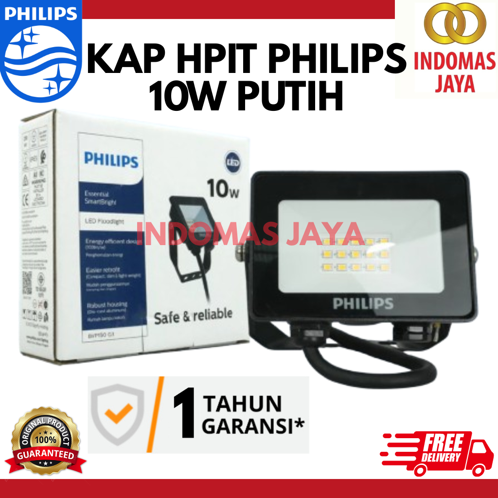 Lampu Sorot LED Philips BVP150 10Watt 10W Putih - Flood Light Outdoor 10 W Watt Grosir BVP 150