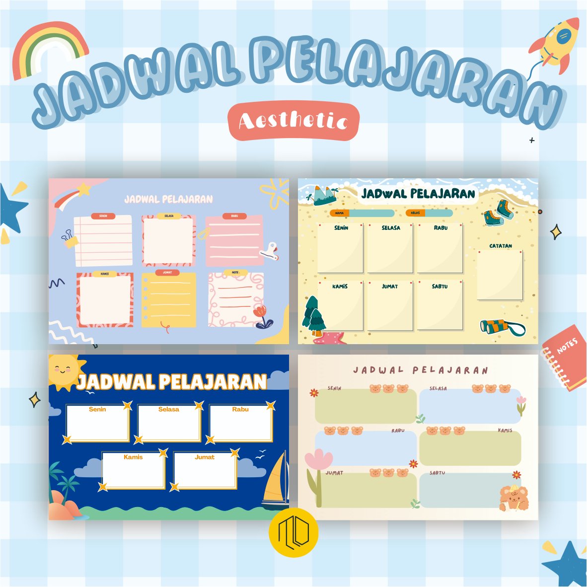 Poster Jadwal Pelajaran - Poster Sekolah Jadwal Pelajaran Anak 5 - Weekly Planner | Jadwal Sekolah M