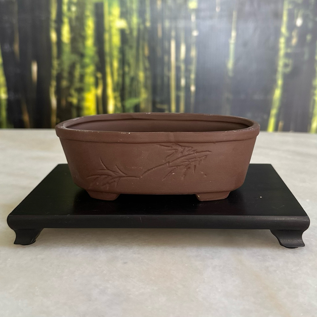 Zisha Oval Bamboo Bonsai/Succulent Pot