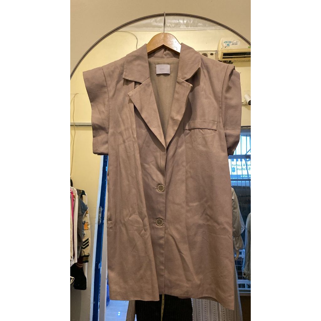 Oro Outer Vest Wanita Tanpa Lengan Warna Taupe/Coklat Muda Elegan Casual Formal