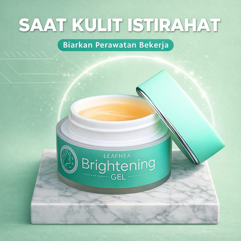 (Ready pin) Brightening Gel Leafhea, Cream Malam Leafhea, produk 100% Original