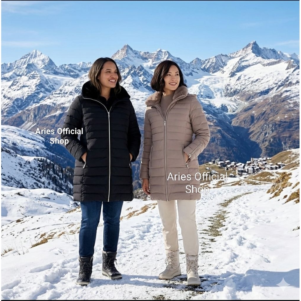JAKET MK  FAUX FUR LIGHTWEIGHT PUFFER HOODIE WANITA