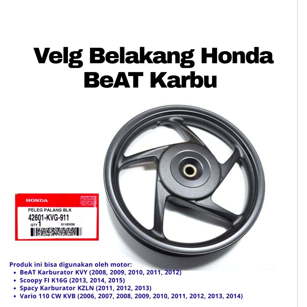 [AHM] 42601KVG911 Velg Belakang veleg Honda BeAT Karbu