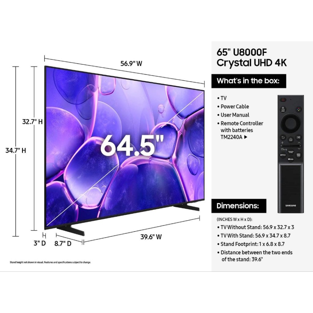 Jambi led tv samsung 65u8000 smart tv 65 inci crystal uhd 4k u8000 ultra hd digital 65 inch tizen os