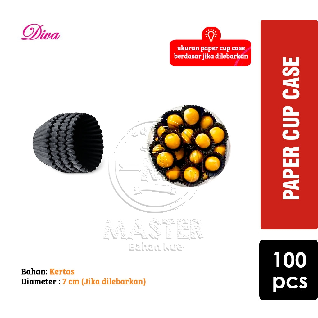 Diva paper cup case HITAM 7 cm (100 pc)/paper cup nastar/cup kertas nastar/paper case nastar