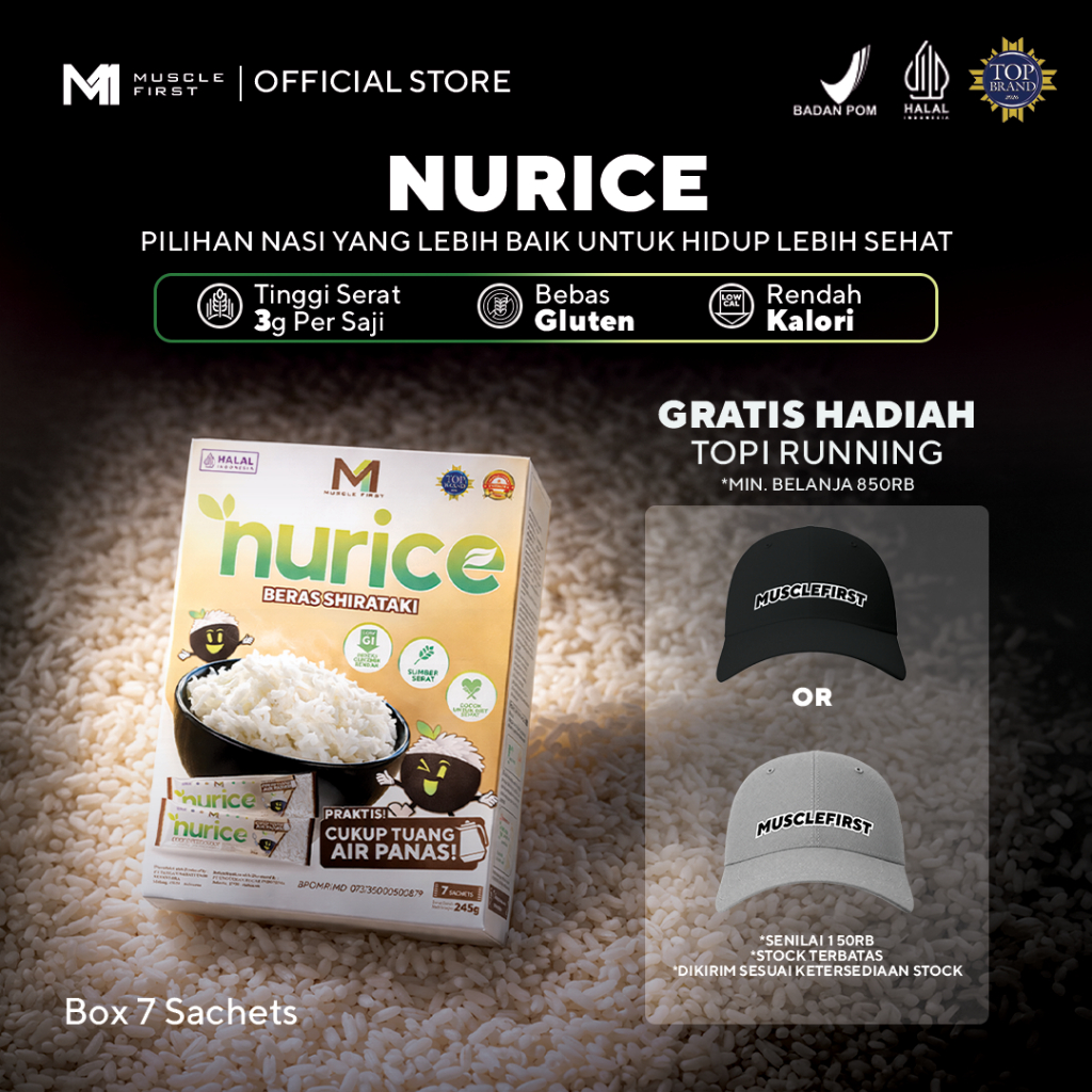 MUSCLE FIRST Nurice Beras Porang Shirataki 7 Sachet/245gr - Rendah Kalori & Rendah Gula,Tinggi Serat