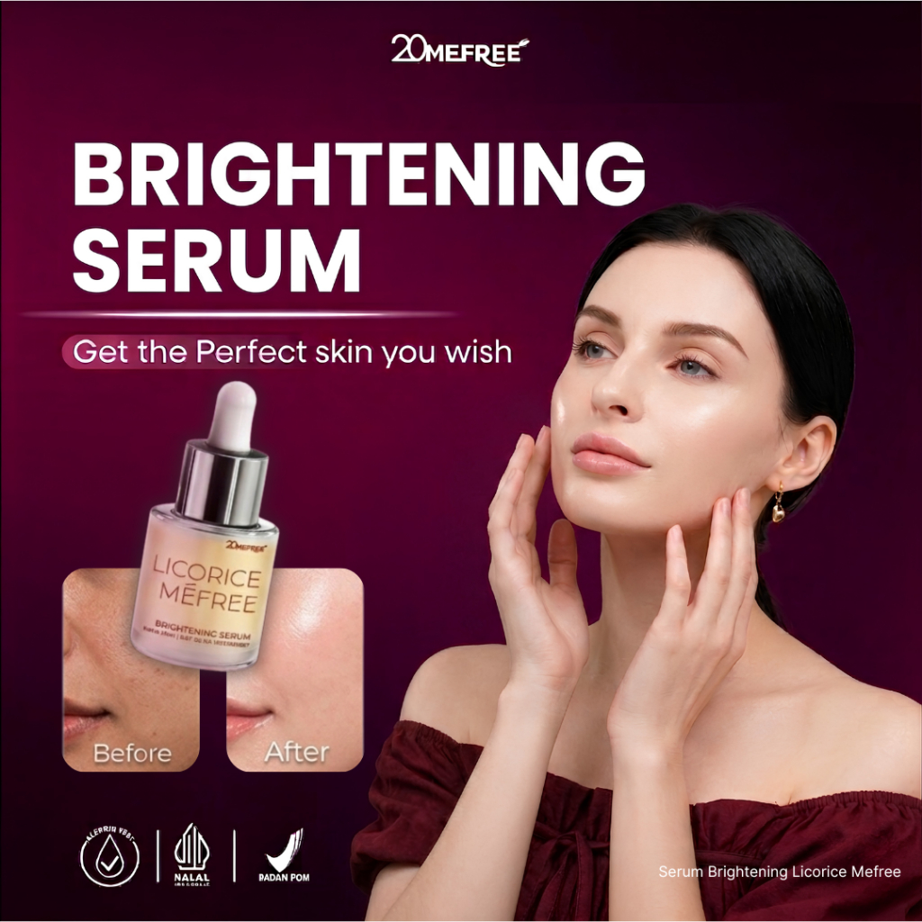 Serum Brightening | 20Mefree Licorice Mencerahkan Kulit Wajah Samarkan Noda Gelap dan Bintik Hitam