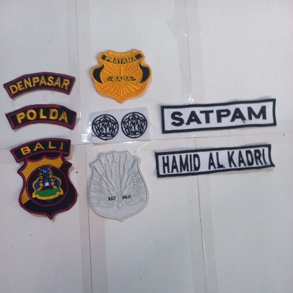 ATRIBUT BORDIR SATPAM POLDA BALI DENPASAR KOMPLIT