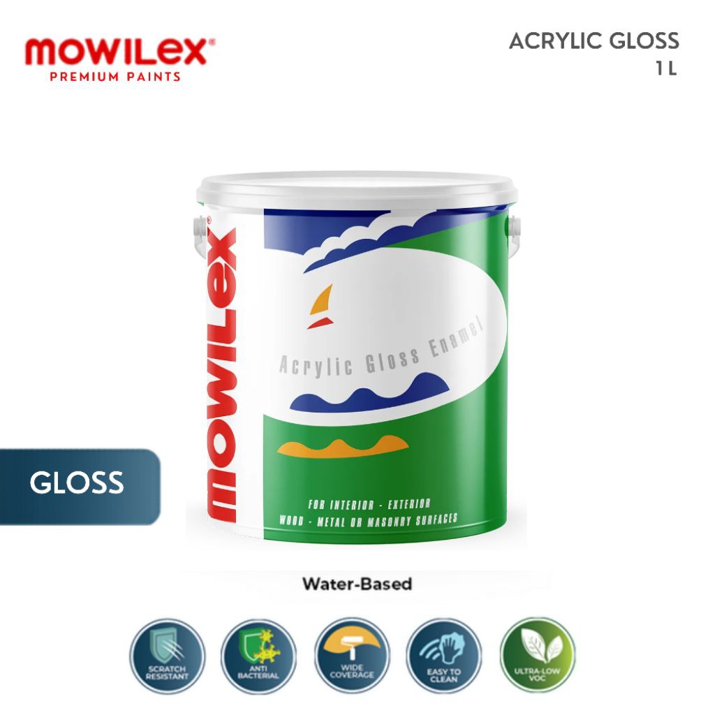 Mowilex Acrylic Gloss Enamel Mengkilap & Mudah Dibersihkan 1L