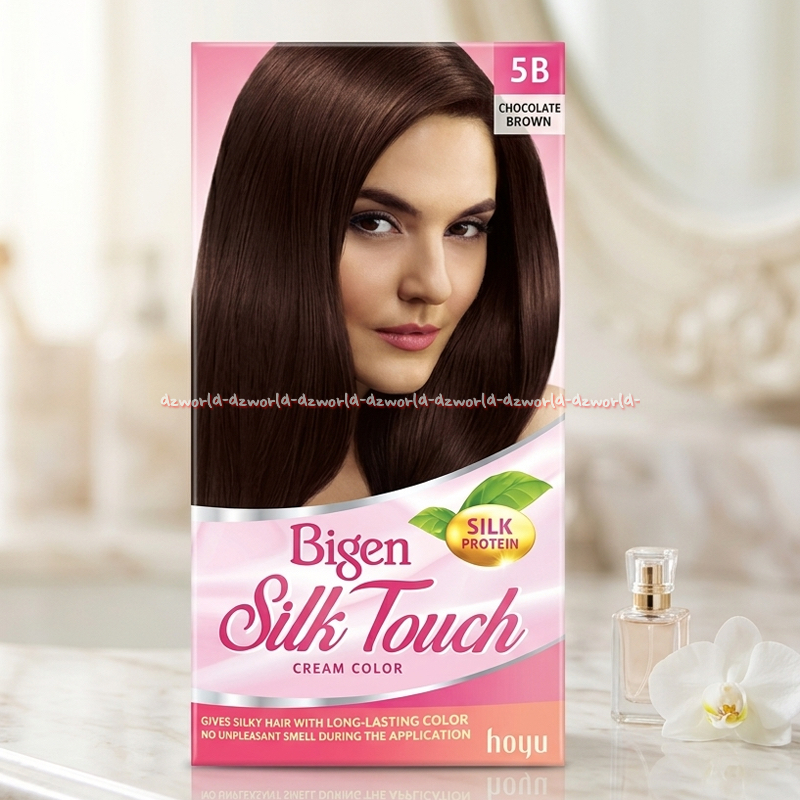 Bigen Silk Touch 5B Chocolate Brown Cream Colour Silk Protein Cat Rambut Warna Coklat Biggen Silktou