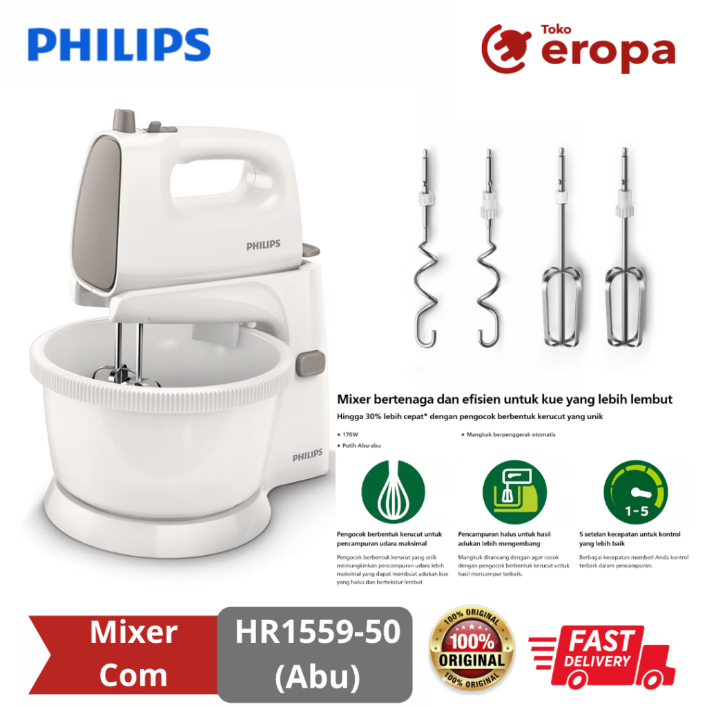 Mixer Com Phillips HR1559-50(Abu)