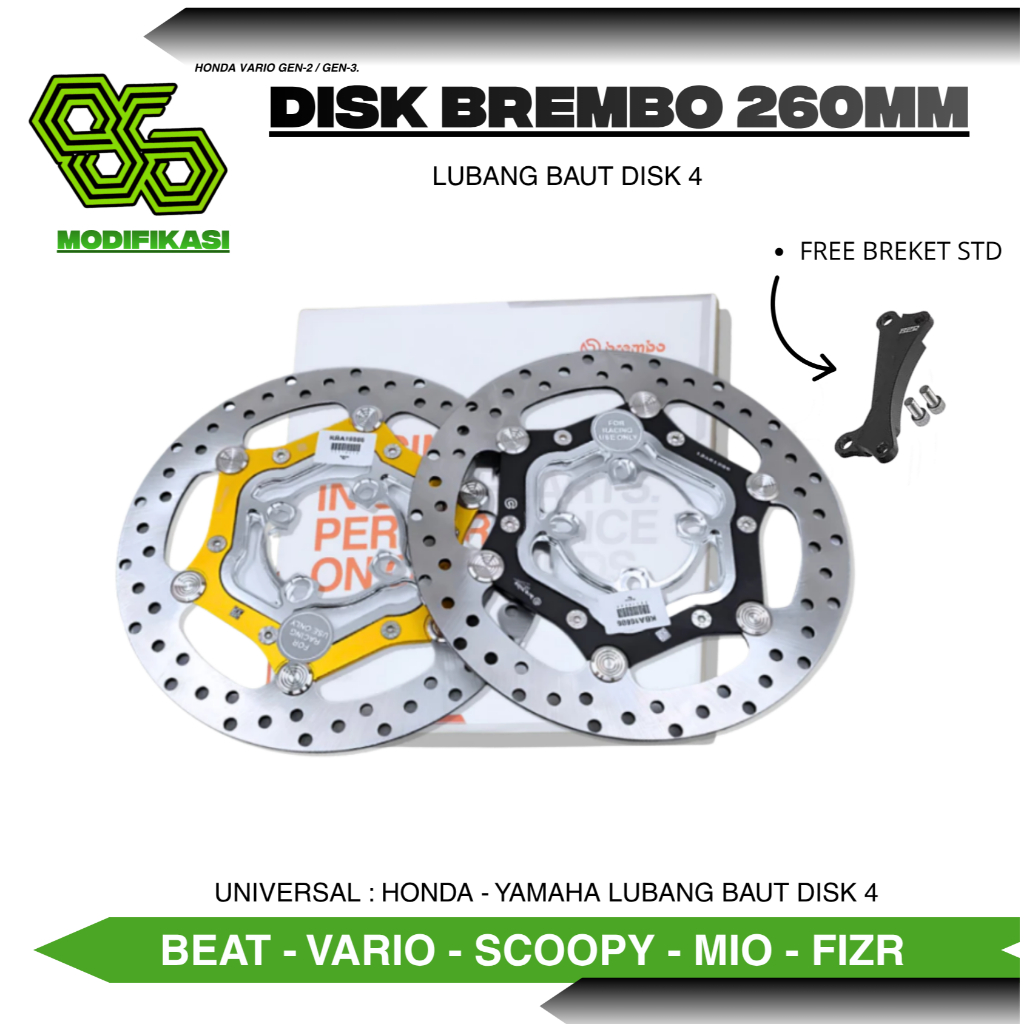 DISK BREMBO 260MM FREE BREKET DISK BREMBO VARIO BEAT SCOOPY SPACY MIO FIZR UNIVERSAL HONDA YAMAHA