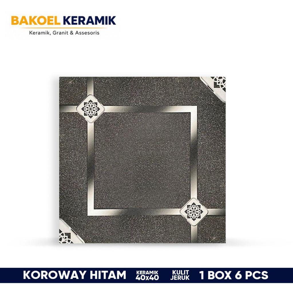 Keramik lantai tekstur kulit jeruk 40x40 KOROWAI HITAM