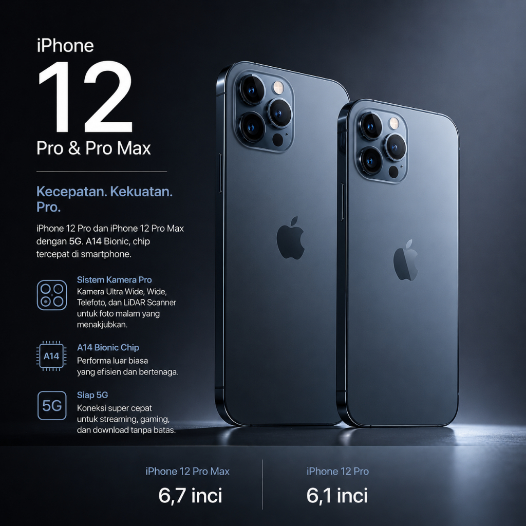 iPhone 12 Pro & 12 Pro Max 128GB 256GB Fullset 5 tahun Garansi sinyal & jaringan