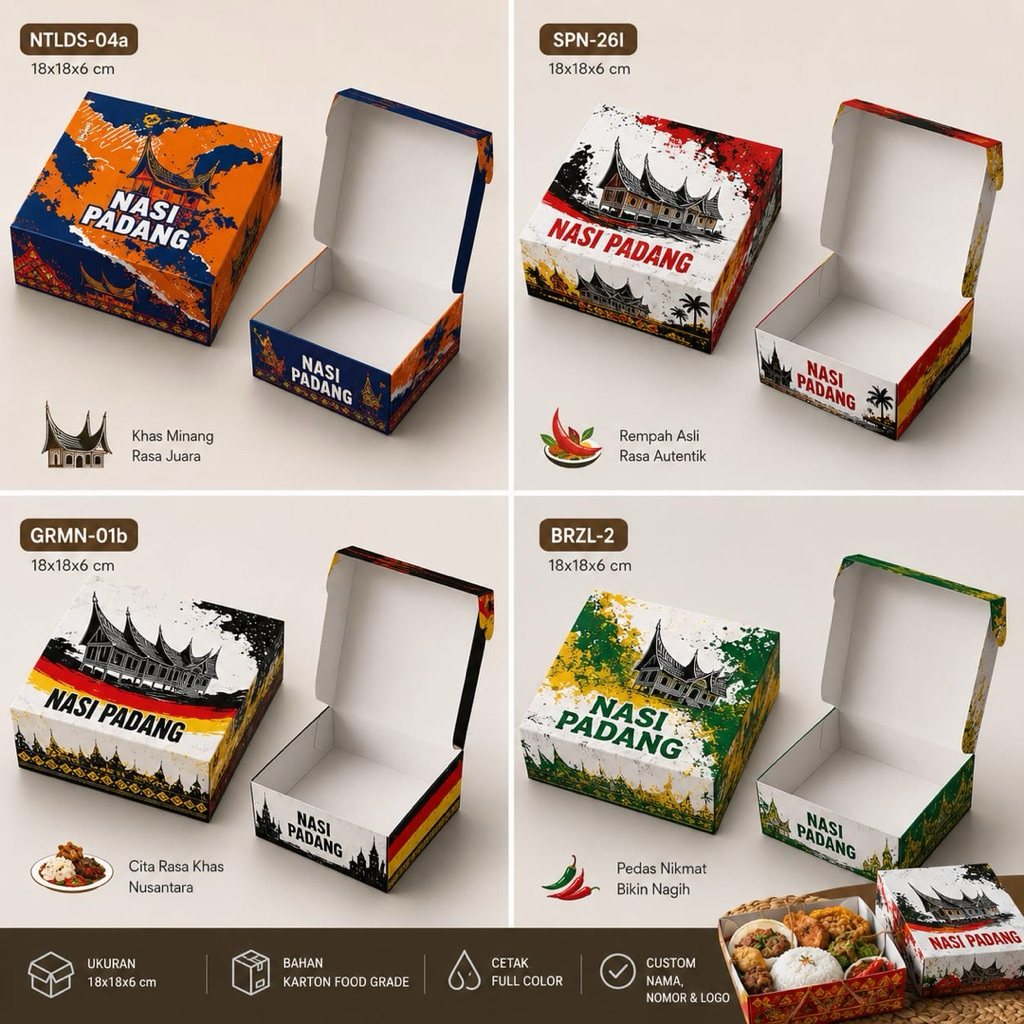 Cetak Box Nasi Kotak Custom Full Color Murah Premium