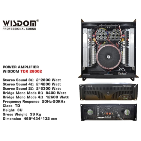 (free peti kayu) Power Wisdom TDX-28002 Power Amplifier 2Channel TDX-28002 ORIGINAL WISDOM
