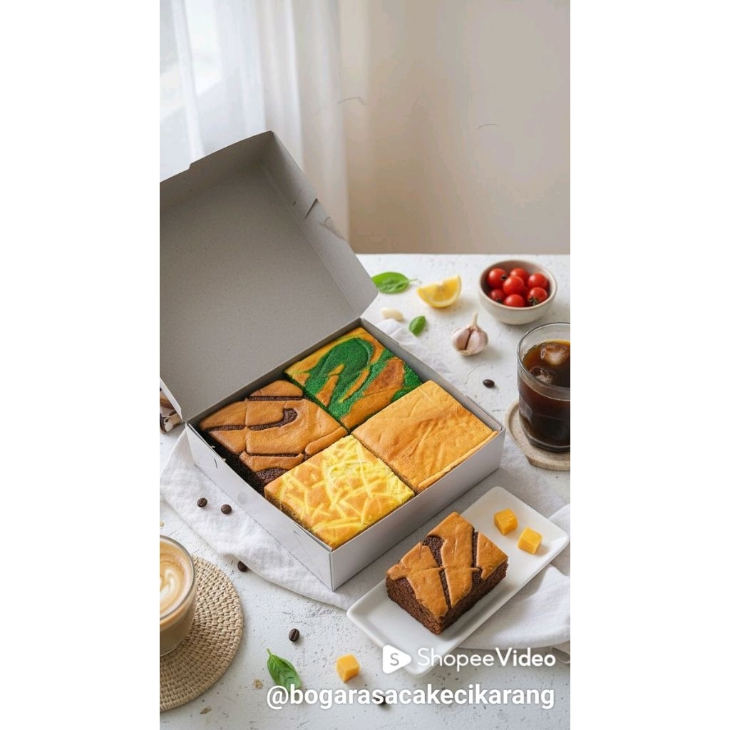 Bogarasa,lapis legit 4rasa premium 17x17cm,kue lpis legit bangka,bolu lapis,kue jadul,jajanan pasar,