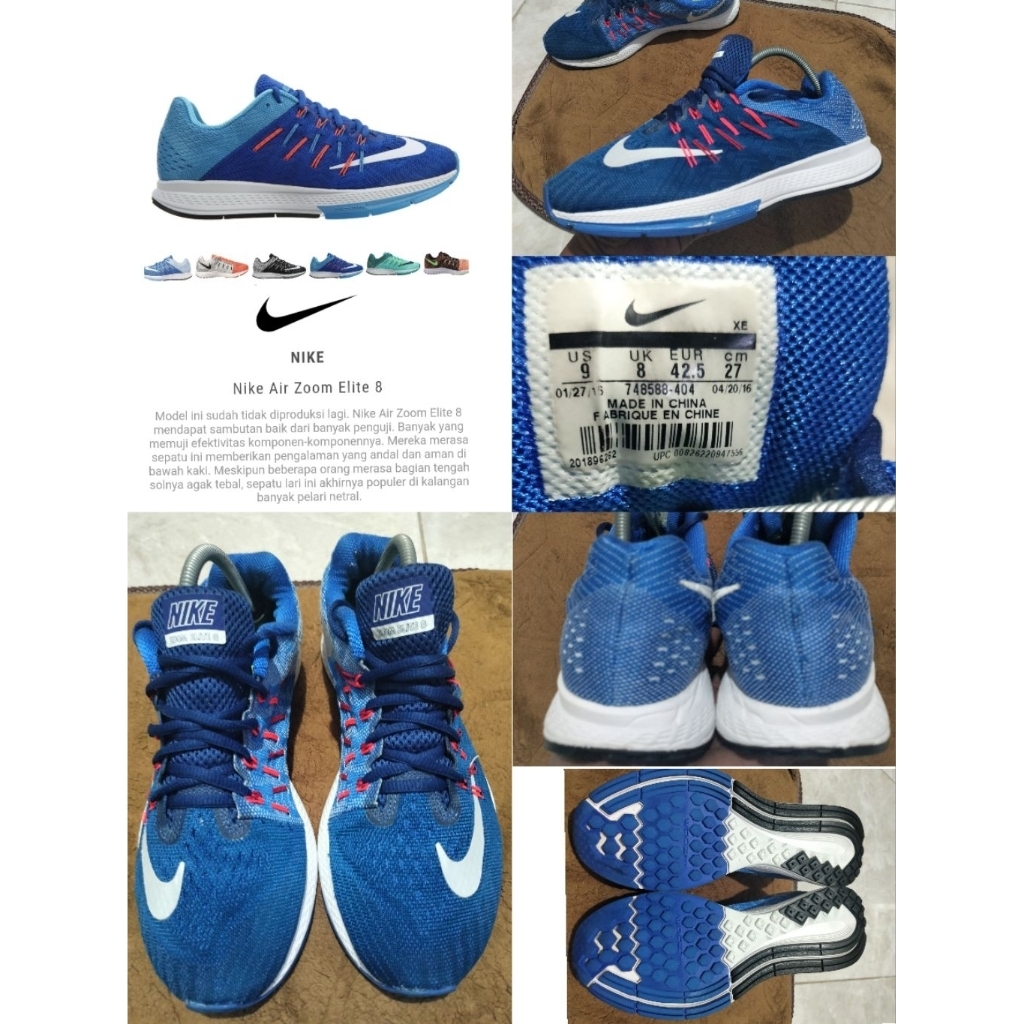 Sepatu Preloved Second Original Nike Running Zoom Elite 8 Size 42