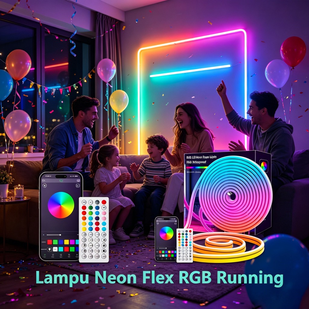 Lampu Neon Flex Bluetooth RGB Impian Warna USB Set Lengkap Lampu Hias Kamar Gaming