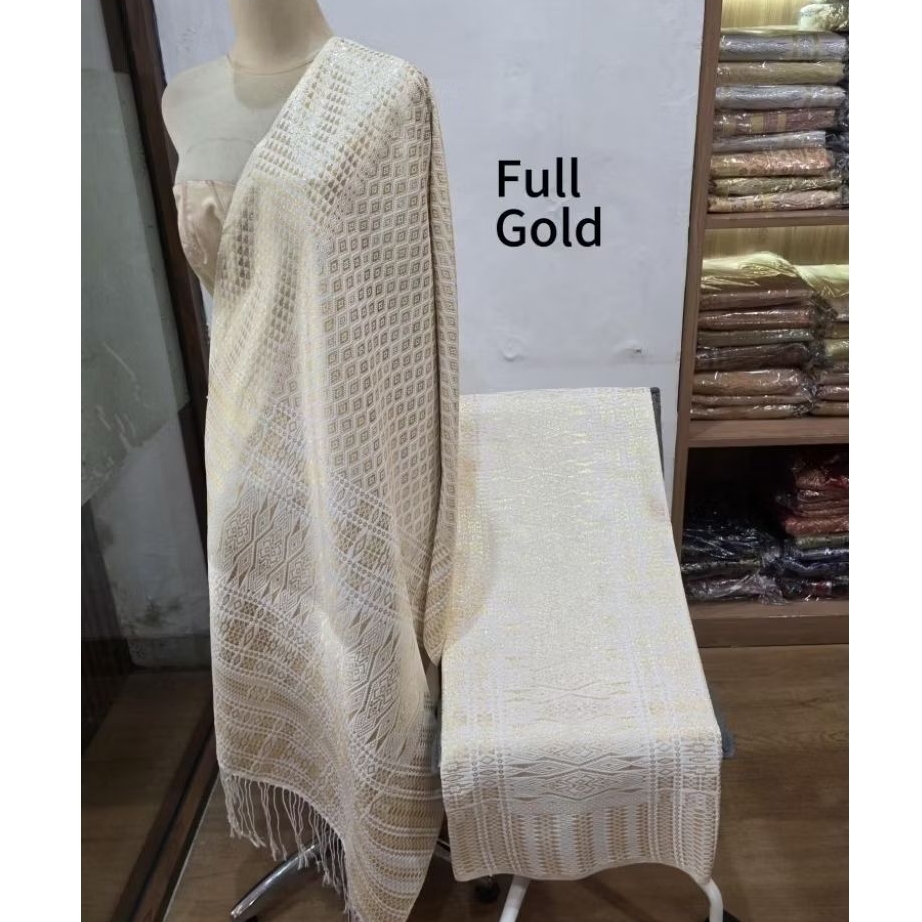 songket tumtuman tanpa sambung putih gold