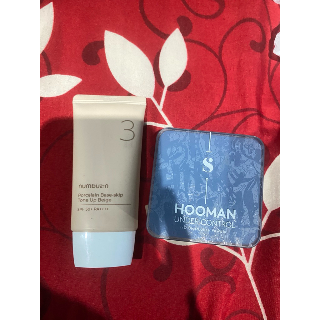Numbuzin No. 3 Porcelain Base-skip Tone Up Beige 50ml gratis somethinc loose powder