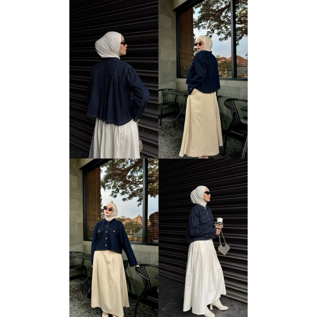 Luna Pleated Denim Jacket|Denim jacket|Outer