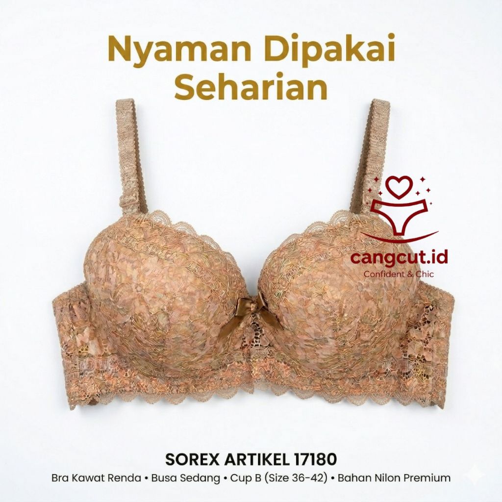 Sorex BH Bra Kawat Renda Full Lace Brukat Busa Sedang Cup B Cup Besar Size 36 38 40 42 Original