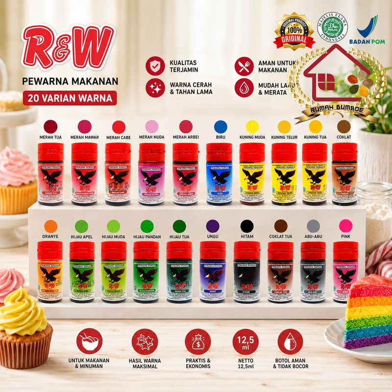 (12.5 ml) RAJAWALI Pewarna Makanan Cap Rajawali Botol Pewarna Kue Aman
