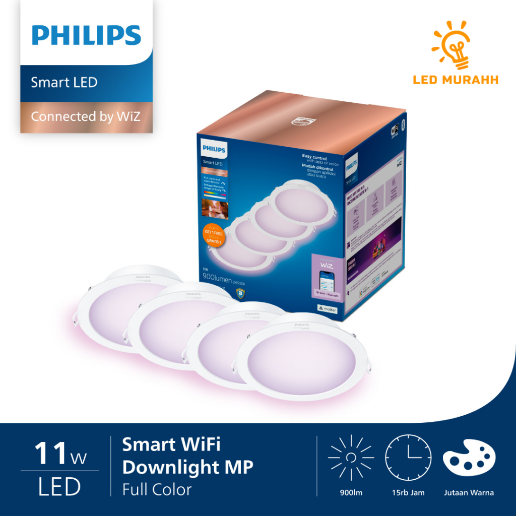 Philips Smart LED Downlight RGB Color 11W Multipack