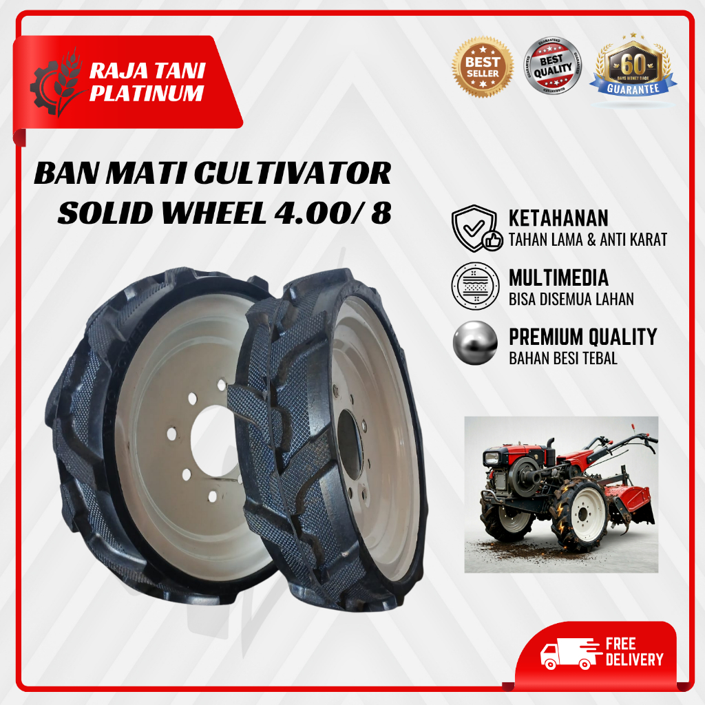 SOLID WHEEL/ Ban Mati Kultivator Traktor Sawah Mini 400-8 Karet Besi Solid Wheel Tebal, Awet, Tahan 