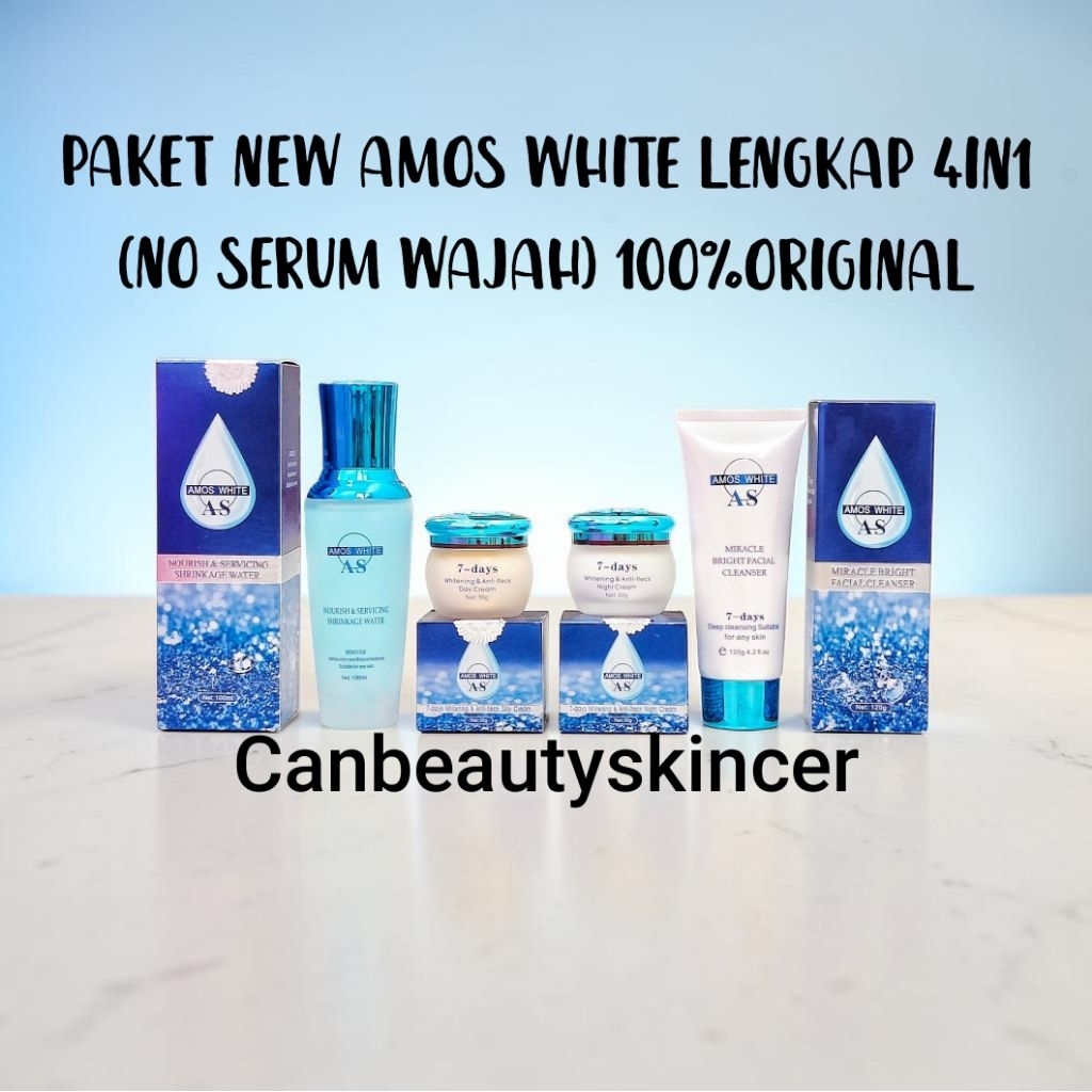 CBS-PAKET NEW AMOS WHITE LENGKAP 4IN1 ( NO SERUM WAJAH)100%ORIGINAL