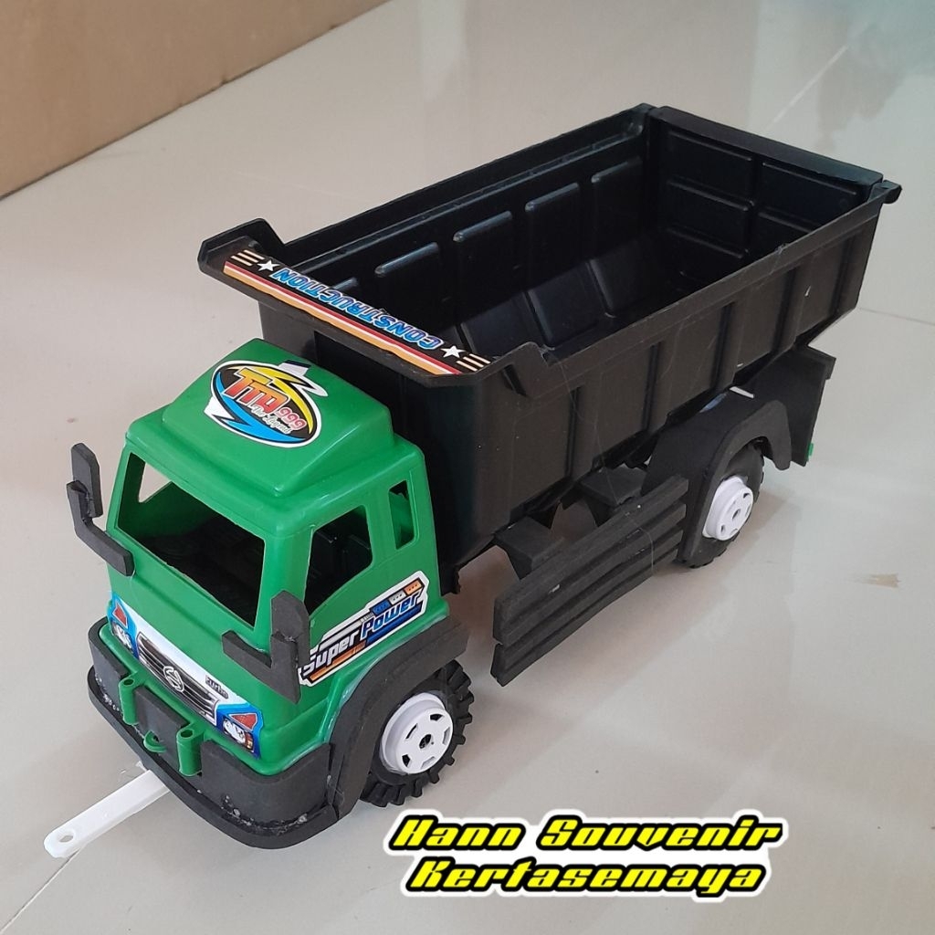 mainan truk plastik dump truck modifikasi ban belok