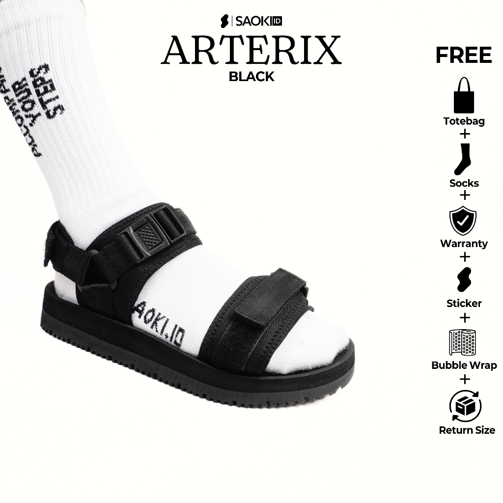 SAOKI PROJECT - Sandal Slop Pria Wanita Traveling Sendal Casual Slip On Slide Arterix Black
