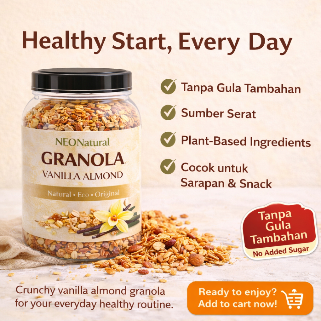 PROMO Granola Neo 500gr Sereal Sarapan Sehat. Oat, kismis, almond, Paket Sarapan.Paket Diet. Sarapan