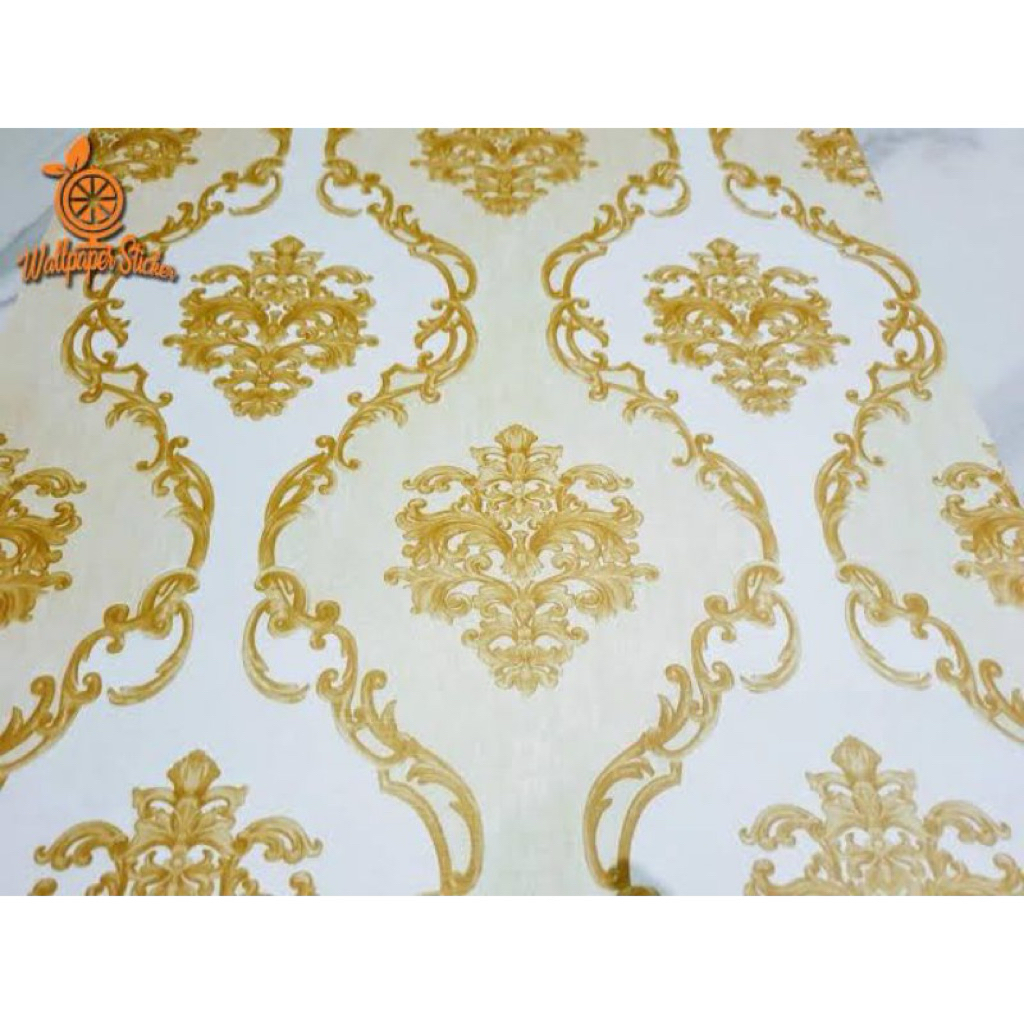 Wallpaper Sticker Dinding Motif Batik Damask Gold CY1175