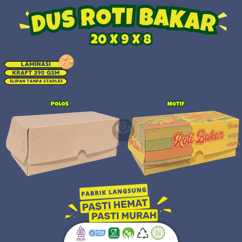 Box Dus Roti Bakar Laminasi Polos / Kotak Kardus Toast Box Roti Bakar Bandung / B57K2P