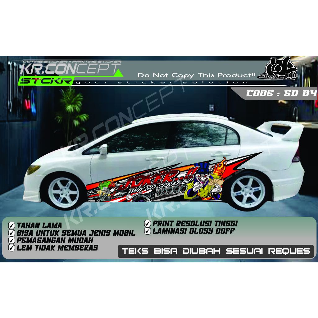 DECAL SAMPING MOBIL , SEDAN, ( BISA UNTUK SEMUA SEDAN ) DLL....SD 04