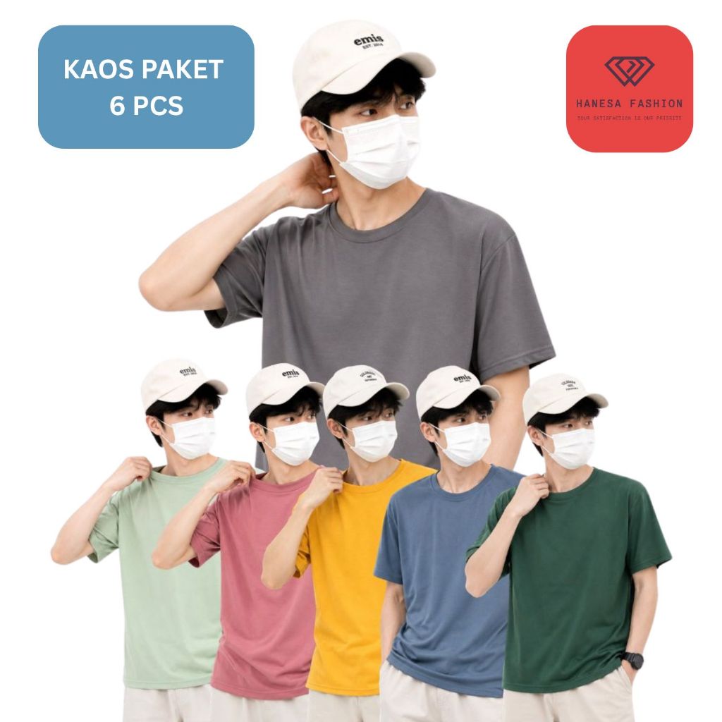 Kaos polos paket 6pc baju 100rb