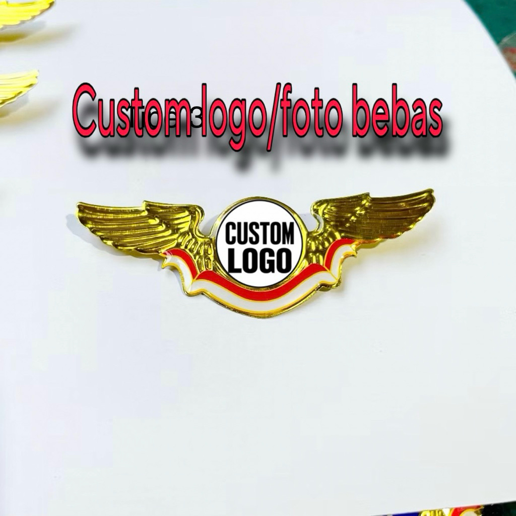 Pin Custom wing Logam Lapis Resin Fiber Glass