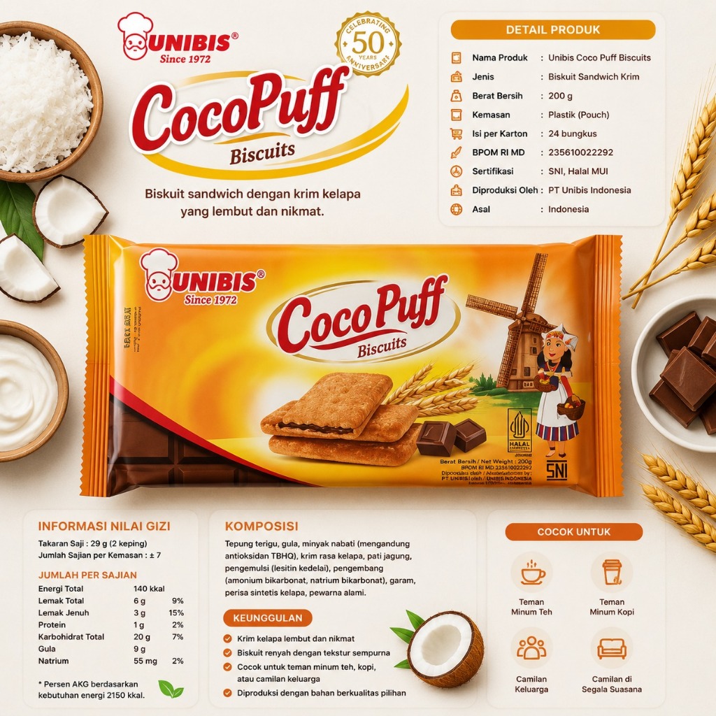 COCOPUFF UNIBIS /Unibis Coco Puff 240g ( isi 6 pcs)