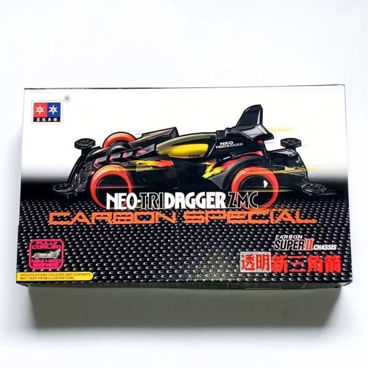 Mini 4WD Merk Daxing : Neo Tridagger ZMC Carbon Clear Special