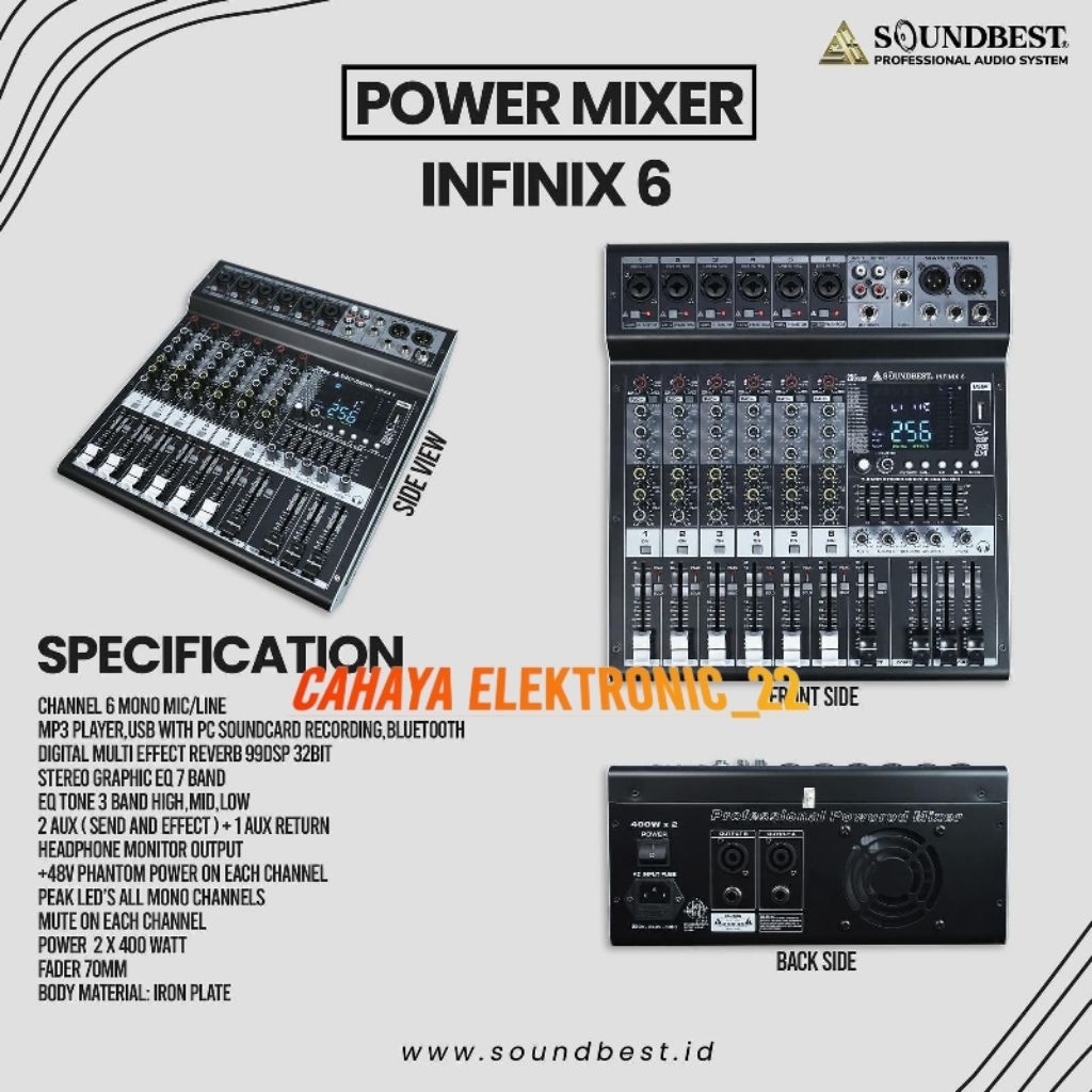 Power Mixer Soundbest Infinix6/Infinix 6 Original Channel 6