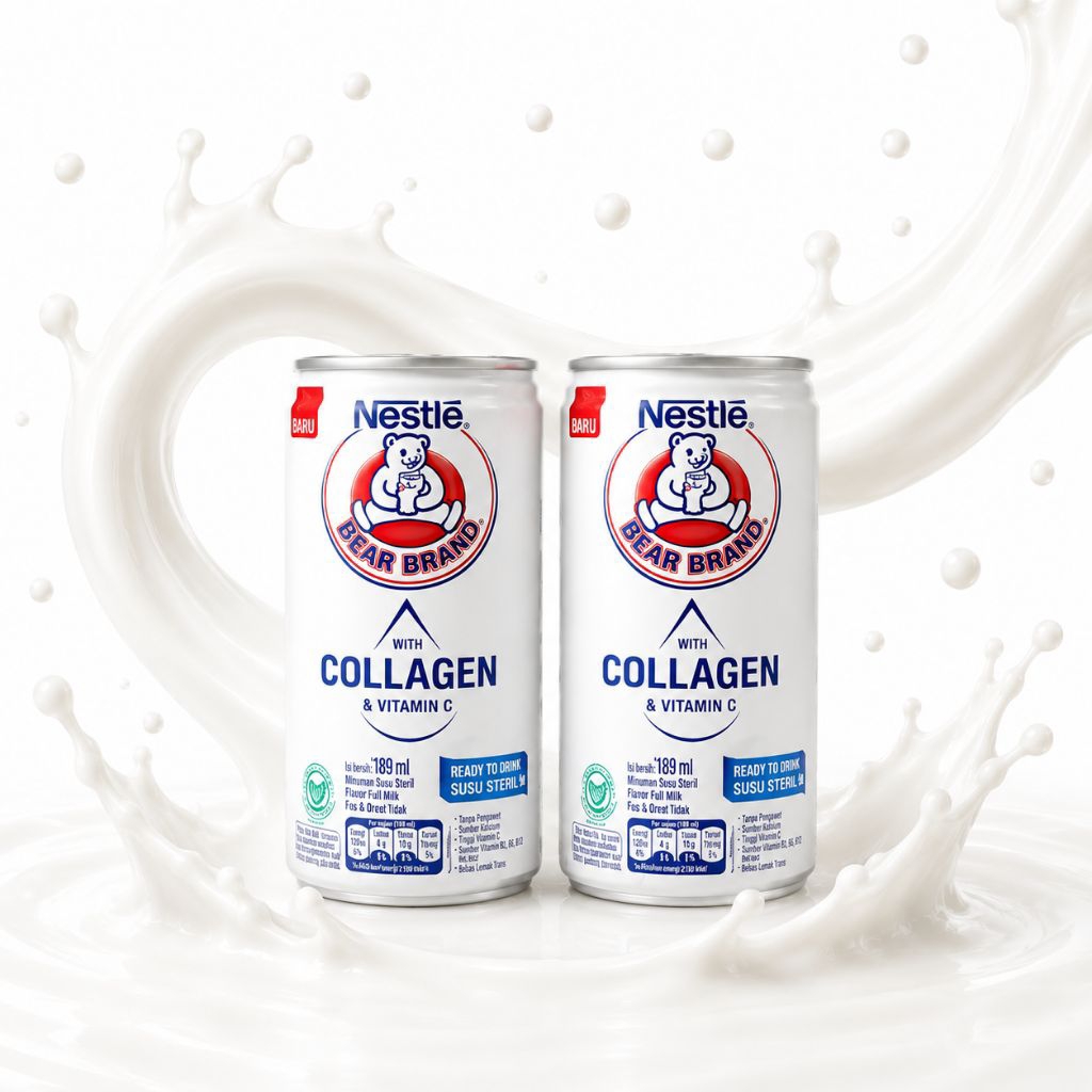 Nestle Bear Brand Susu dengan Kolagen & Vitamin C 180ml 2 Pcs Minuman Sehat untuk Kesehatan Tubuh Ka