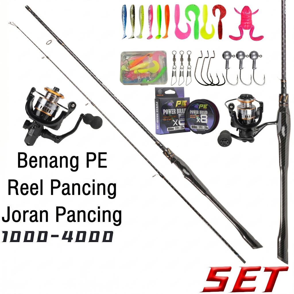 Set Joran Pancing ML 10-20LB + Reel Size 1000-4000.Paket lengkap siap pakai untuk pemula, sudah term