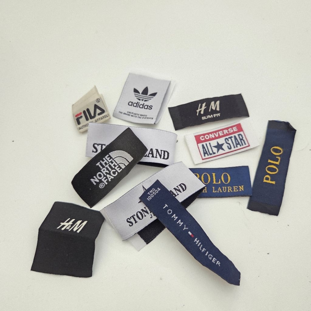 tag leher,tag lipat,woven merek