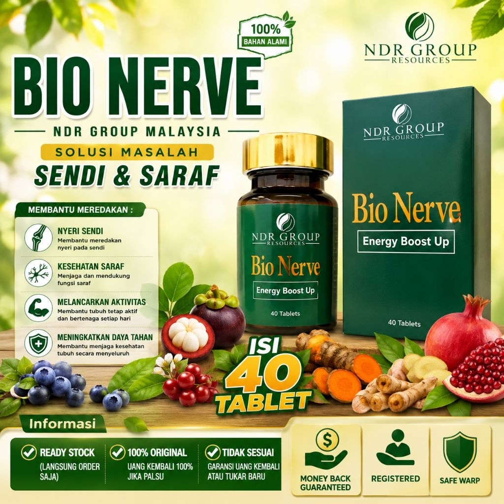 Bio Nervee Bionervee NDR Group Malaysia Pil Hitam Asli – Obat Herbal Sendi & Saraf | 100% Original B