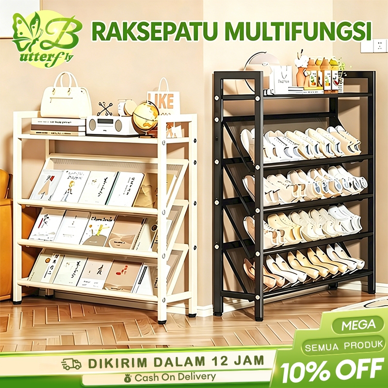Rak Sepatu Stainless Steel 3/4/5  Lapis Besi Stainless Steel Anti Karat Serbaguna Rak Sepatu Sandal 