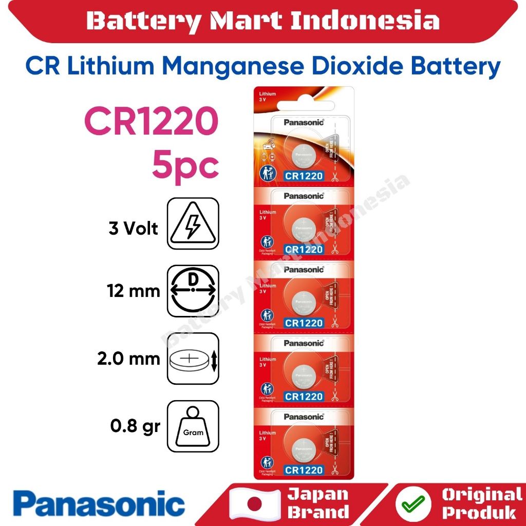 Panasonic Baterai Kancing Lithium CR1220 Coin | CR1220